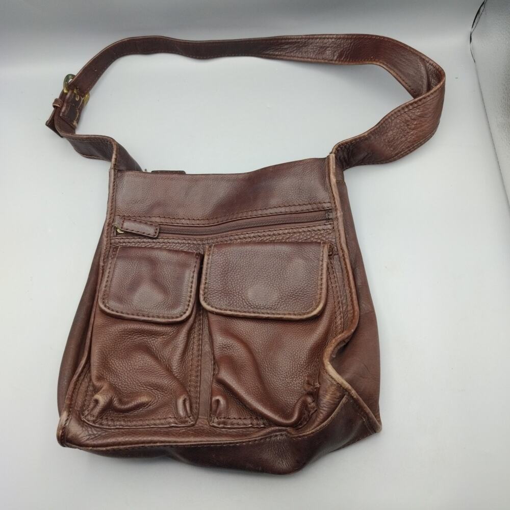 Fossil Brown Leather Hobo Handbag Vintage Shoulder Boho